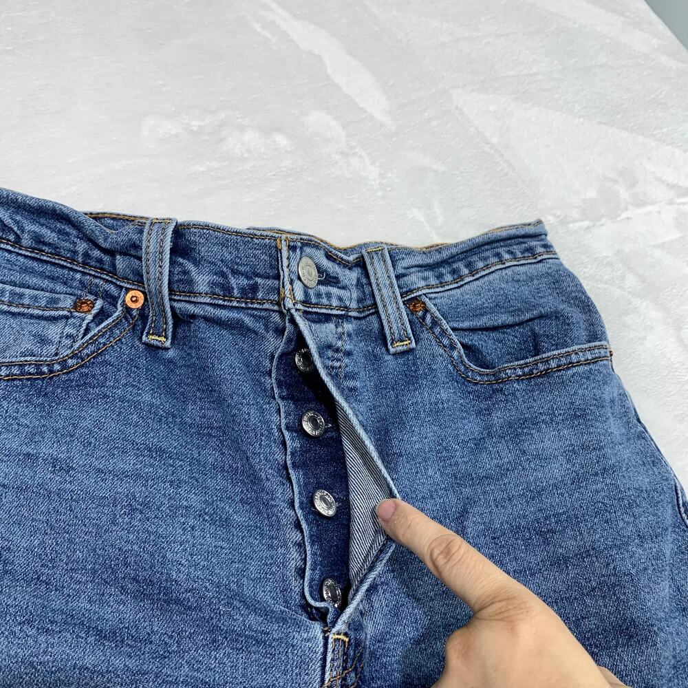 Levis Womens Jeans 29 Ribcage Straight Ankle Medium Wash Button Fly 29x25 EUC - Picture 5 of 11